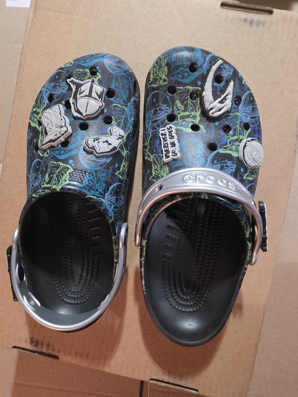 Mandalorian Black Graphic Clog with Blue and Green Accents